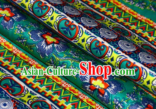 Asian Chinese Traditional Classical Flowers Pattern Green Brocade Cheongsam Silk Fabric Chinese Satin Fabric Material