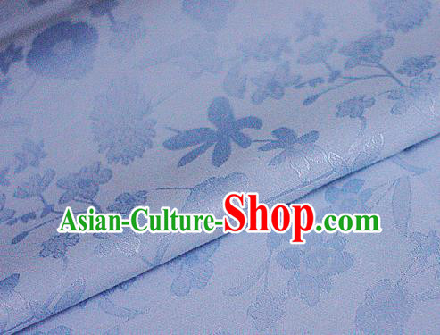 Asian Chinese Classical Pattern Blue Brocade Cheongsam Silk Fabric Chinese Traditional Satin Fabric Material