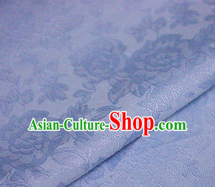 Asian Chinese Classical Peony Pattern Blue Brocade Cheongsam Silk Fabric Chinese Traditional Satin Fabric Material