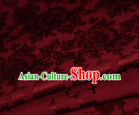 Asian Chinese Classical Peony Pattern Red Brocade Cheongsam Silk Fabric Chinese Traditional Satin Fabric Material