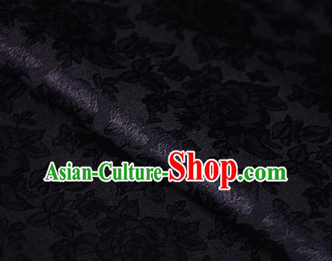 Asian Chinese Classical Peony Pattern Black Brocade Cheongsam Silk Fabric Chinese Traditional Satin Fabric Material