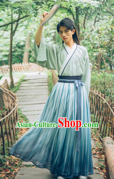 Chinese Ancient Nobility Childe Hanfu Clothing Traditional Han Dynasty Scholar Historical Costume for Men