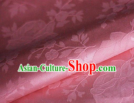 Chinese Classical Flowers Pattern Design Pink Brocade Cheongsam Silk Fabric Chinese Traditional Satin Fabric Material