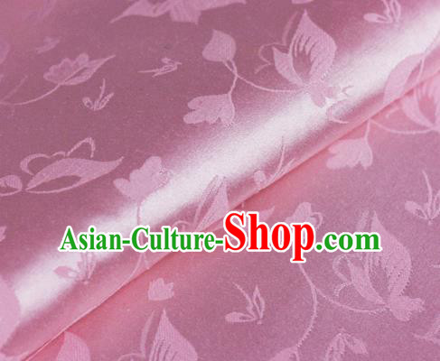 Chinese Classical Leaf Pattern Design Pink Brocade Cheongsam Silk Fabric Chinese Traditional Satin Fabric Material