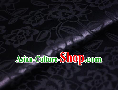 Chinese Classical Rose Pattern Black Brocade Cheongsam Silk Fabric Chinese Traditional Satin Fabric Material