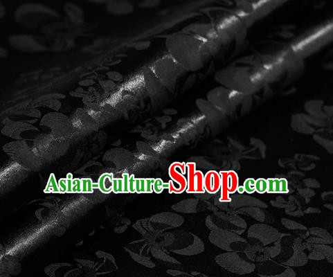 Chinese Classical Grass Pattern Black Brocade Cheongsam Silk Fabric Chinese Traditional Satin Fabric Material