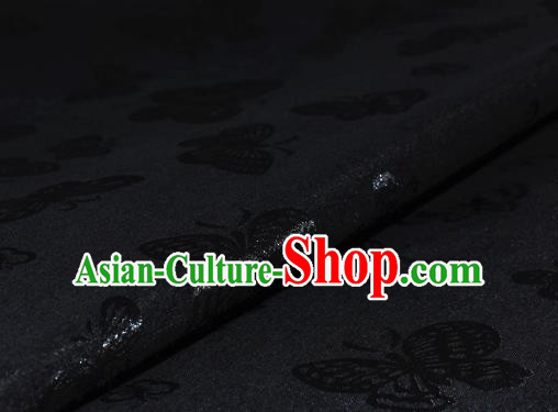 Chinese Classical Butterfly Pattern Black Brocade Cheongsam Silk Fabric Chinese Traditional Satin Fabric Material