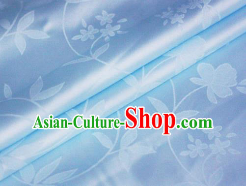 Chinese Light Blue Brocade Classical Flowers Pattern Design Satin Cheongsam Silk Fabric Chinese Traditional Satin Fabric Material