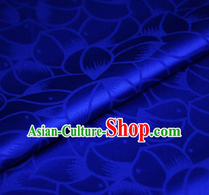 Chinese Classical Petals Pattern Design Royalblue Brocade Satin Cheongsam Silk Fabric Chinese Traditional Satin Fabric Material