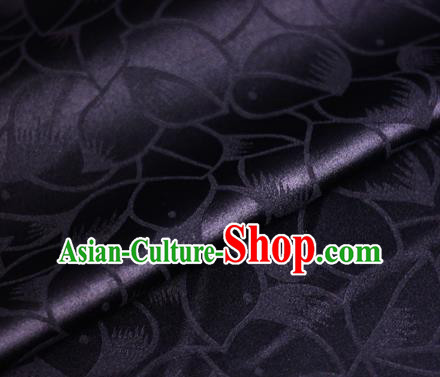 Chinese Classical Petals Pattern Design Black Brocade Satin Cheongsam Silk Fabric Chinese Traditional Satin Fabric Material