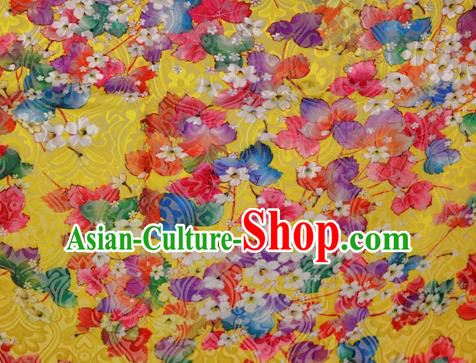 Chinese Classical Pattern Design Yellow Brocade Satin Cheongsam Silk Fabric Chinese Traditional Satin Fabric Material