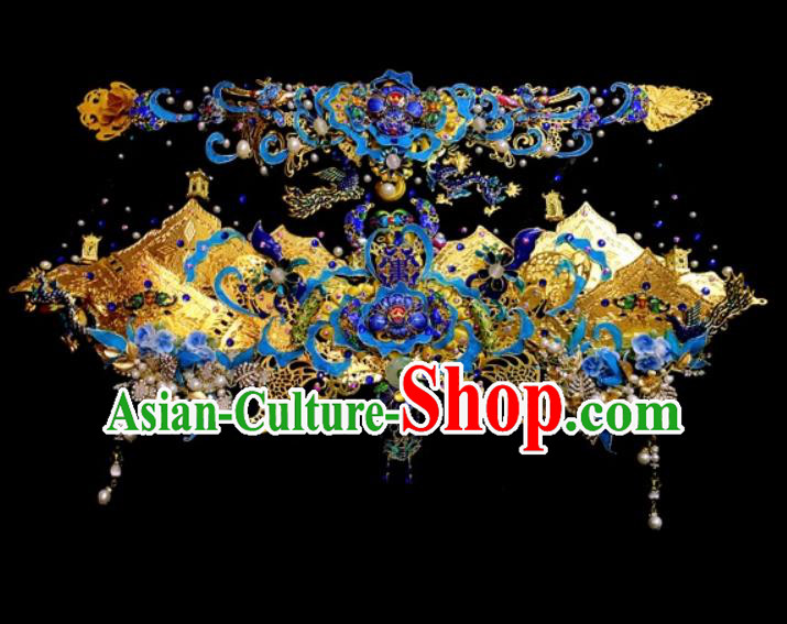 Chinese Traditional Stage Show Hair Accessories Handmade Cosplay Qing Dynasty Queen Hat Headwear for Women