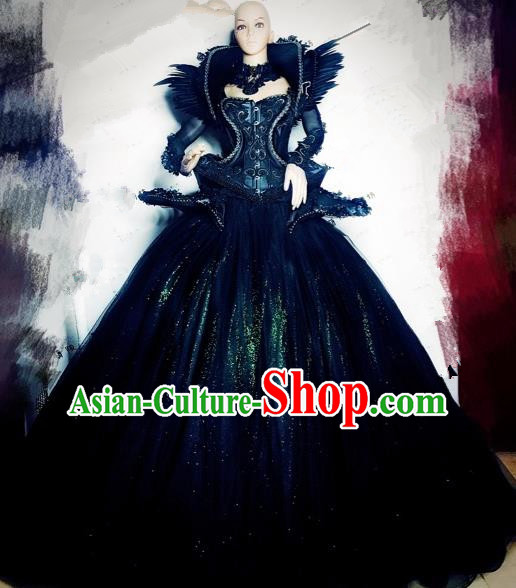 Handmade Europe Court Stage Show Full Dress Halloween Cosplay Queen Fancy Ball Modern Fancywork Costume for Women