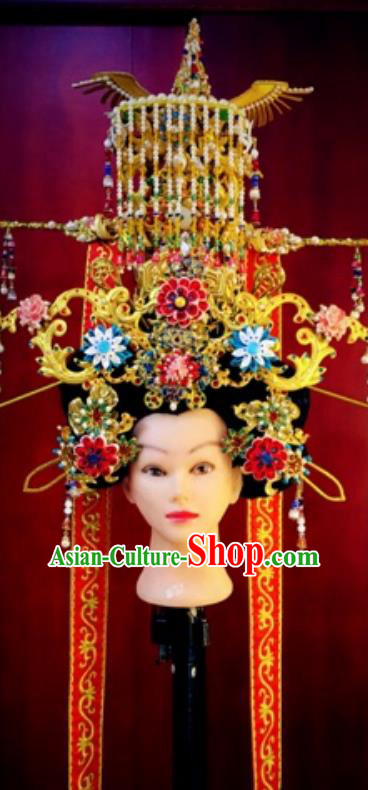 Chinese Traditional Stage Show Phoenix Coronet Hair Accessories Handmade Cosplay Queen Hat Headwear for Women