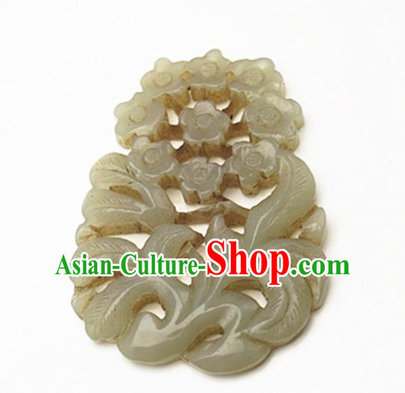 Handmade Chinese Carving Flowers Jade Pendant Traditional Jade Craft Jewelry Accessories