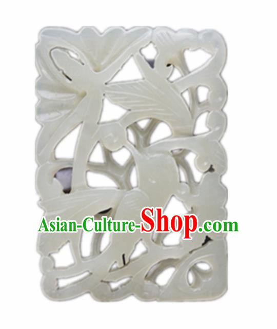 Handmade Chinese Jade Carving Bird Pendant Traditional Jade Craft Jewelry Accessories