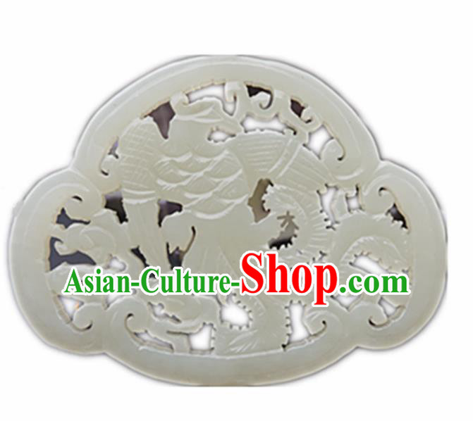 Handmade Chinese Jade Carving Cloud Phoenix Pendant Traditional Jade Craft Jewelry Accessories