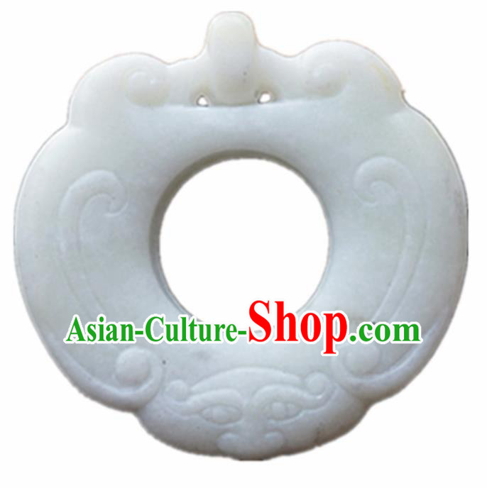 Handmade Chinese Jade Carving Cloud Pendant Traditional Jade Craft Jewelry Accessories