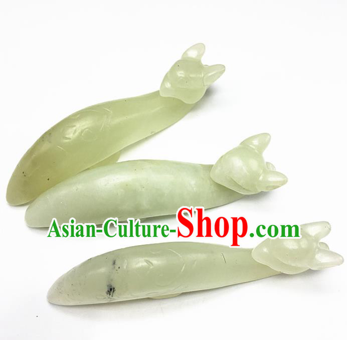 Chinese Handmade Jade Craft Carving Dragon Head Jade Belt Hook Accessories Jade Jewelry Decoration