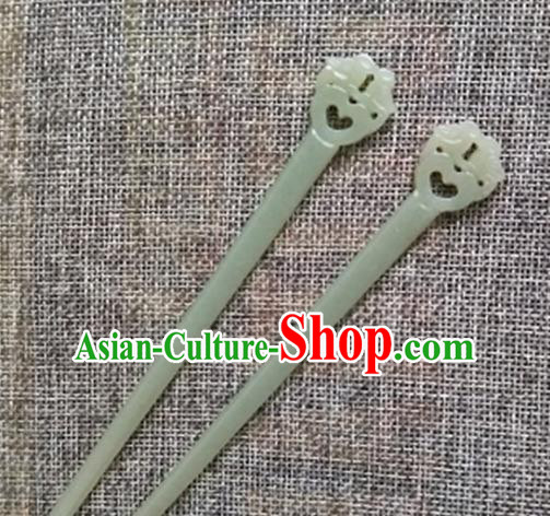 Chinese Handmade Jade Hairpins Carving Mandarin Duck Jade Hair Clip Hair Accessories for Women for Men