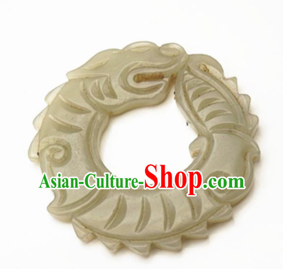 Handmade Chinese Carving Dragon Jade Pendant Traditional Jade Craft Jewelry Accessories