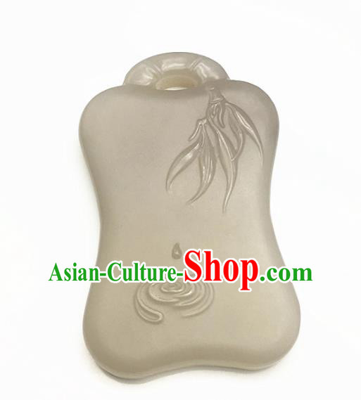 Chinese Handmade Jade Craft Carving Bamboo Jade Jewelry Accessories Jade Necklace Pendant