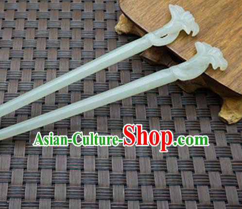 Chinese Handmade Jade Hairpins Carving Jade Hair Accessories for Women for Men