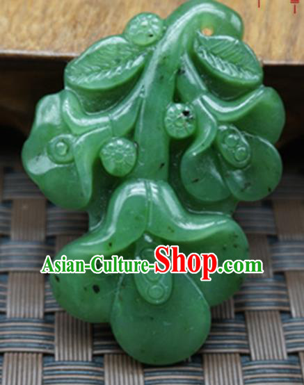 Chinese Handmade Jade Craft Carving Jewelry Accessories Green Jade Necklace Pendant