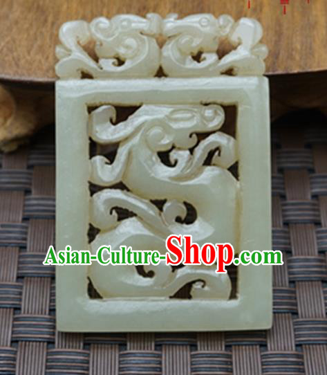Chinese Handmade Carving Dragon Jade Pendant Traditional Jade Craft Jewelry Accessories