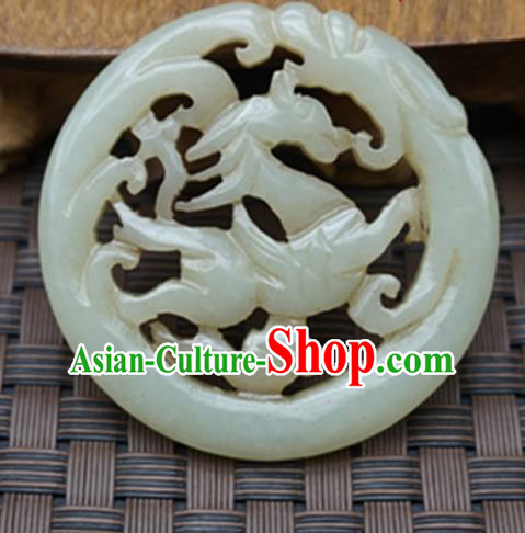 Chinese Handmade Carving Horse Jade Pendant Traditional Jade Craft Jewelry Accessories