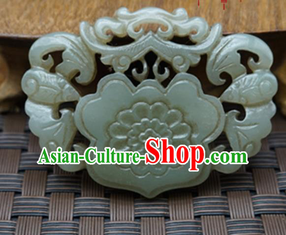 Chinese Handmade Carving Bats Jade Pendant Traditional Jade Craft Jewelry Accessories