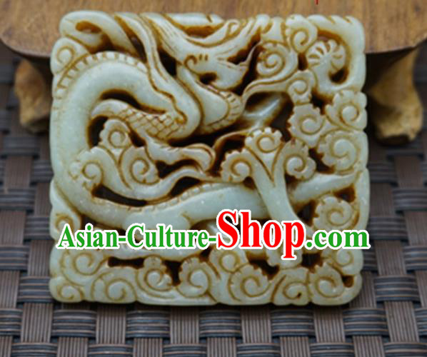 Chinese Handmade Carving Dragon Jade Pendant Traditional Jade Craft Jewelry Accessories