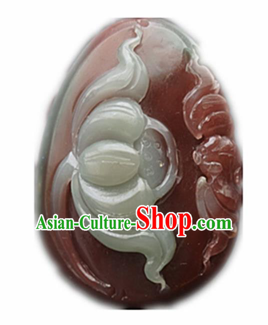 Chinese Handmade Carving Bat Lotus Jade Pendant Traditional Jade Craft Jewelry Accessories