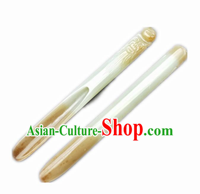 Chinese Handmade Jade Craft Carving Jade Teaspoon Accessories Jade Jewelry Decoration