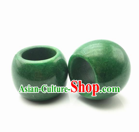 Chinese Handmade Ancient Green Jade Rings Traditional Jade Thimble Jewelry Accessories for Women for Men