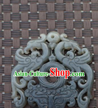 Chinese Handmade Jewelry Accessories Carving Phoenix Jade Pendant Ancient Traditional Jade Craft Decoration