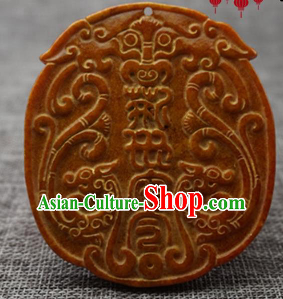 Chinese Handmade Jewelry Accessories Carving Dragons Jade Pendant Ancient Traditional Jade Craft Decoration