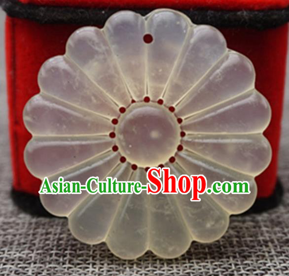 Chinese Handmade Jewelry Accessories Carving Sunflower Jade Pendant Ancient Traditional Jade Craft Decoration