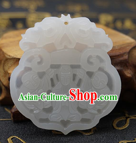 Chinese Handmade Carving Avalokitesvara Jade Pendant Jewelry Accessories Ancient Traditional Jade Craft Decoration