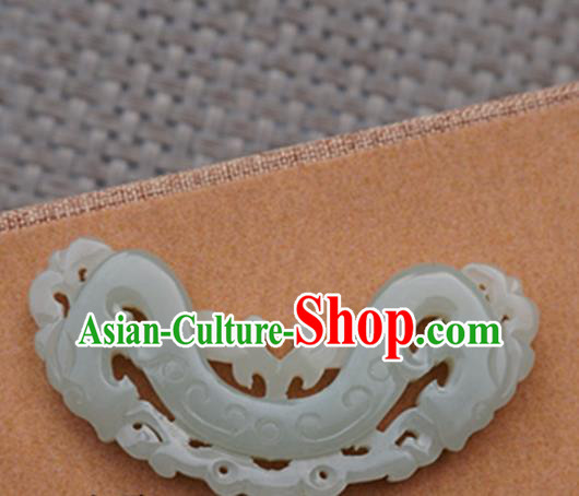 Chinese Handmade Carving Dragon Jade Pendant Jewelry Accessories Ancient Traditional Jade Craft Decoration