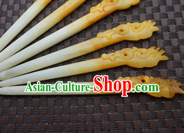 Chinese Handmade Yellow Jade Carving Hair Clip Ancient Jade Hairpins Hair Accessories for Women for Men