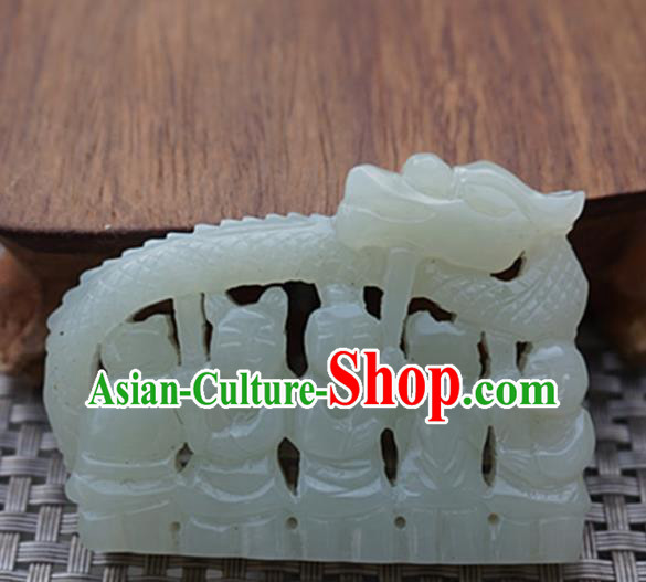 Chinese Handmade Carving Character Jade Pendant Jewelry Accessories Ancient Traditional Jade Craft Decoration