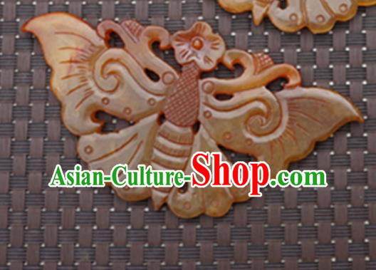 Chinese Handmade Carving Butterfly Jade Pendant Jewelry Accessories Ancient Traditional Jade Craft Decoration