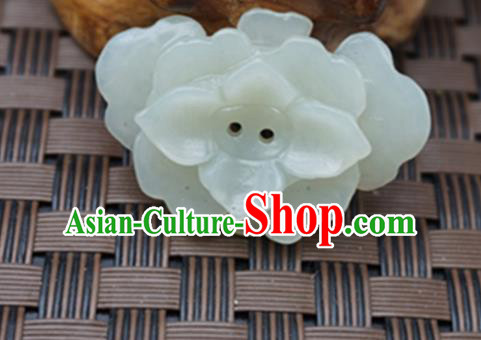 Chinese Handmade Carving Flowers Jade Pendant Jewelry Accessories Ancient Traditional Jade Craft Decoration