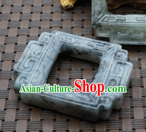 Chinese Handmade Jade Carving Square Pendant Jewelry Accessories Ancient Traditional Jade Craft Decoration