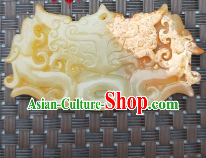 Chinese Handmade Jade Carving Dragon Beast Pendant Jewelry Accessories Ancient Traditional Jade Craft Decoration