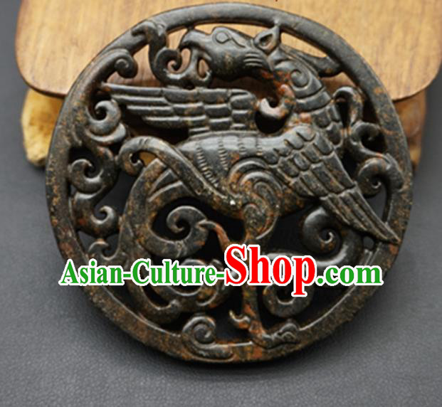 Chinese Handmade Jade Carving Phoenix Pendant Jewelry Accessories Ancient Traditional Jade Craft Decoration