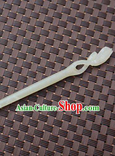 Chinese Handmade White Jade Carving Hair Clip Ancient Jade Hairpins Hair Accessories for Women for Men