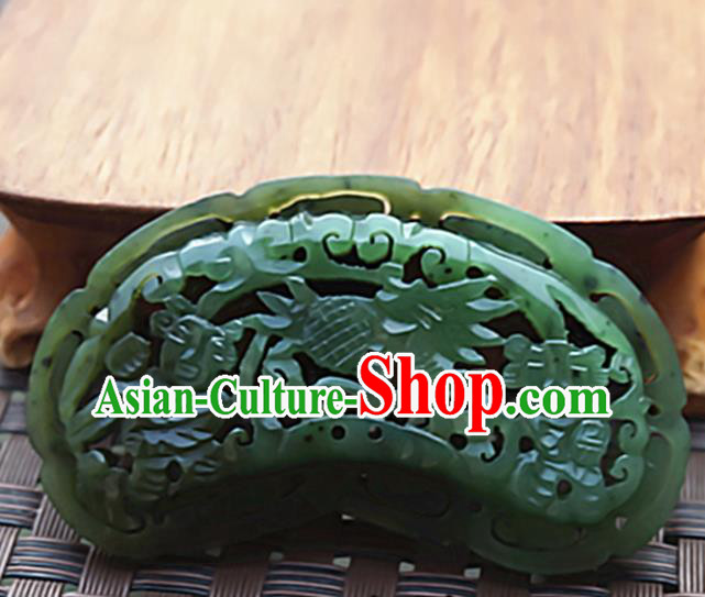 Chinese Handmade Green Jade Carving Children Pendant Jewelry Accessories Ancient Traditional Jade Craft Decoration