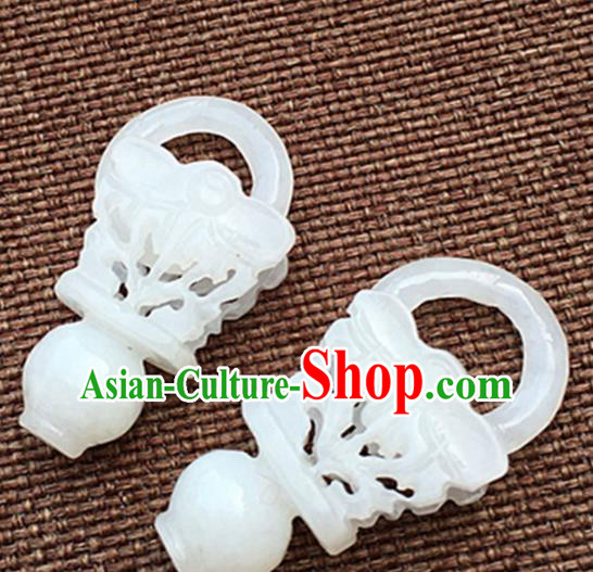 Chinese Handmade White Jade Carving Vases Pendant Jewelry Accessories Ancient Traditional Jade Craft Decoration